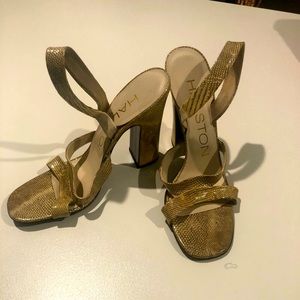 Vintage snakeskin chunky heel Halston